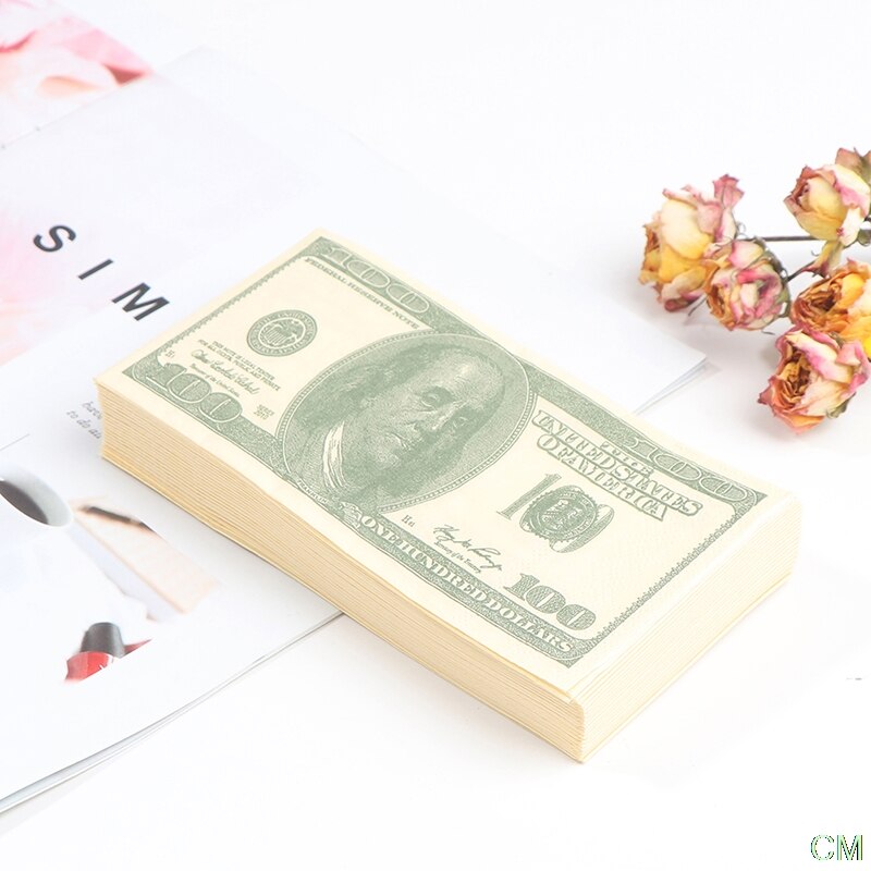 20Pcs Grappige 100Usd Gedrukt Papier Servetten Dikke Wc Bad Tissue Papier
