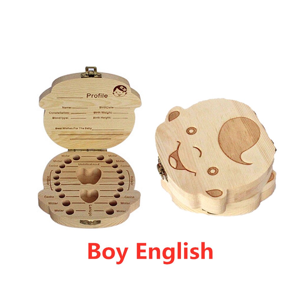 Wooden Baby Wooden Baby Teeth Box Kids Tooth Storage Box Teeth Umbilical Lanugo Organizer Milk Teeth Collect Keepsakes Save: Boy