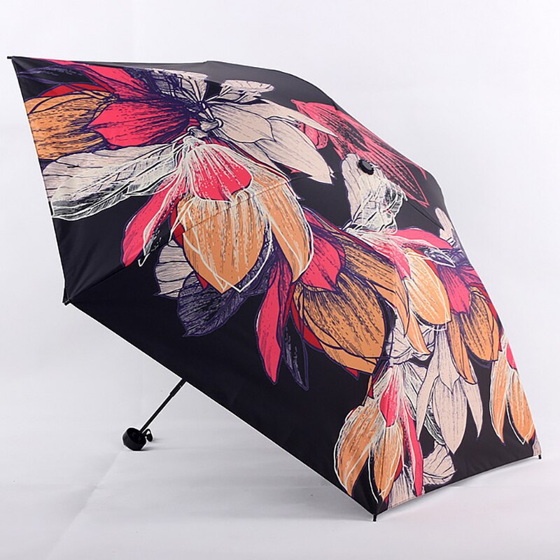 Yada ins store blomster mønster 5- folde regnfuld mini lomme paraply til kvinder mænd anti-uv små parasol plante paraplyer  yd200297