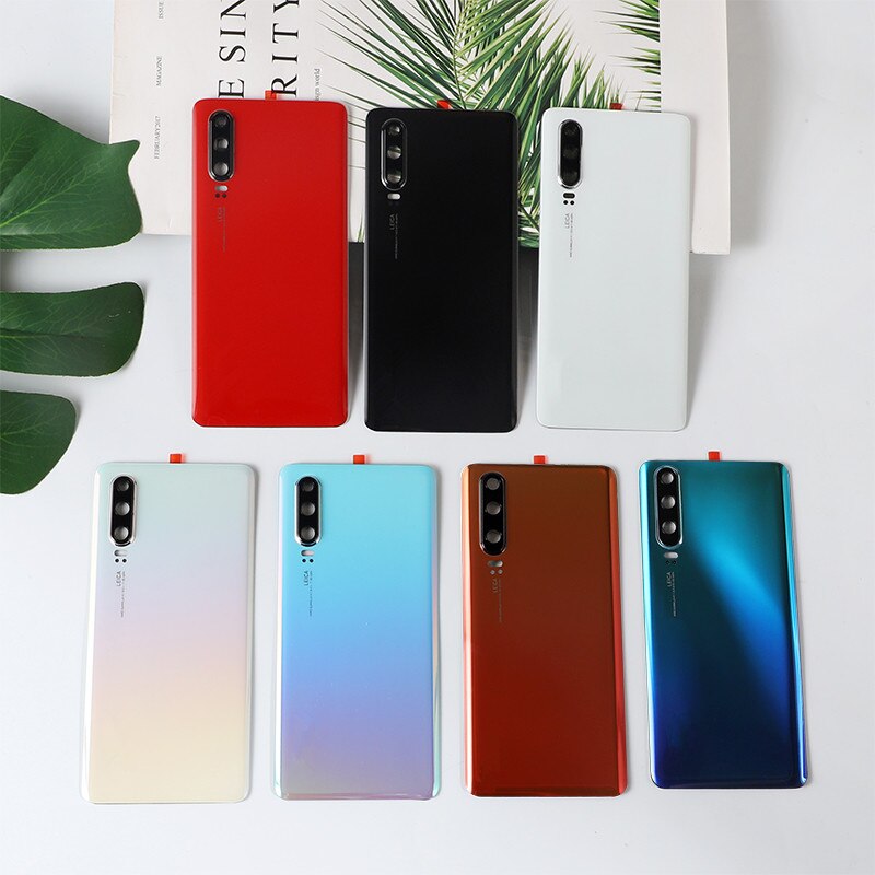 P 30 batterijdeksel voor huawei  p30 originele behuizing glas reparatie achterdeur telefoon achterkant + logo camera lens sticker lijm
