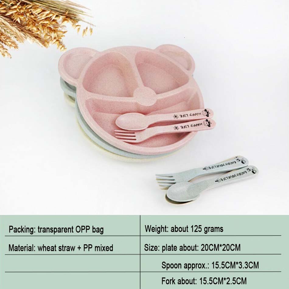 Bol cuillère fourchette ours mignon enfants manger | Ensemble aliments pour bébés, bol vaisselle de table, assiette de table Anti-chaleur formation