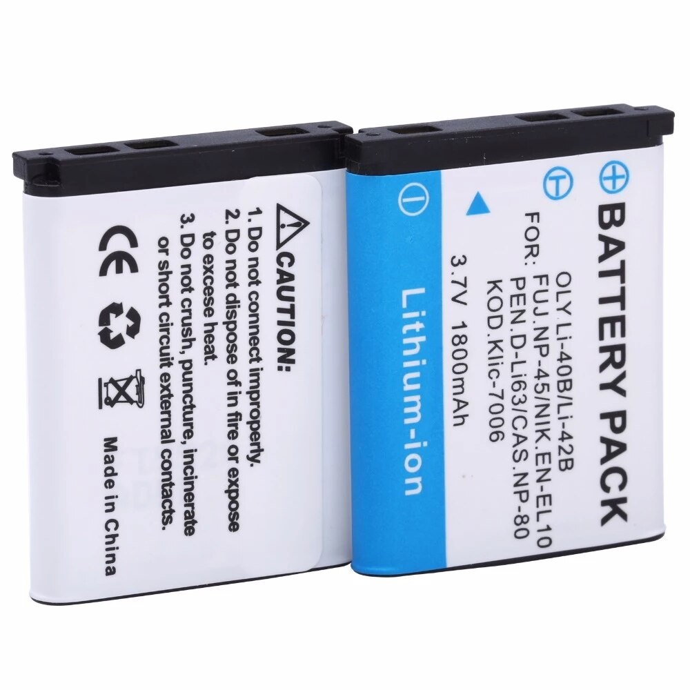 1800mAh Li-40B Li-42B EN-EL10 Batterie + LCD Ladegerät für Olympus Li 40B 42B, Nikon EN EL10, finePix XP70 XP60 XP50 T550