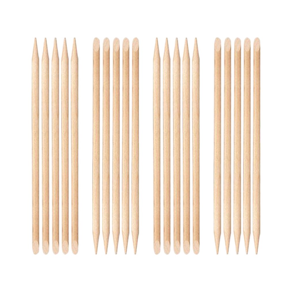 50 stk nail art orange træpinde neglebånd pusher remover død hud pusher rensepind manicure værktøj: Beige