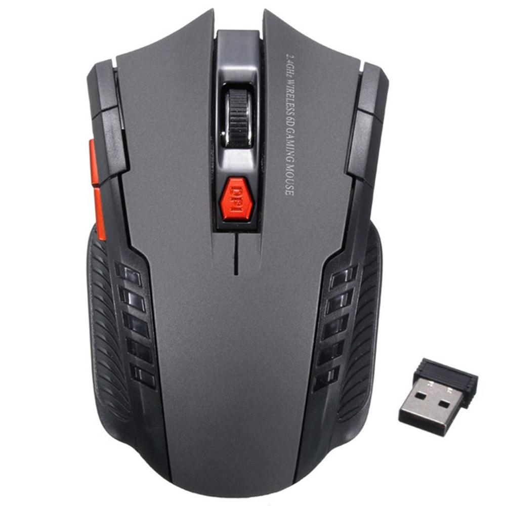 Souris optique sans fil 1600 Ghz, 2.4 DPI, 6 boutons, pour ordinateur et Portable: grey