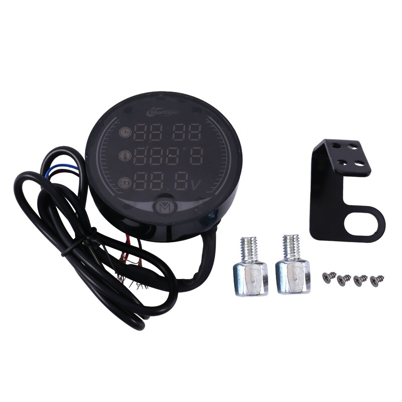 MORFAYER – thermomètre 5-en-1 pour moto, appareil de mesure du temps, voltmètre, chronomètre USB, chargement de téléphone portable, étanche