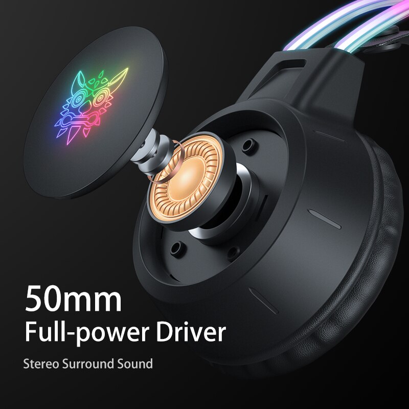 ONIKUMA X15 Pro Over-Ear-Kopfhörer, Gaming-Headset, kabelgebundene Kopfhörer mit Unterdrückung, rosa Katzenohren, RGB-Licht mit Mikrofon für PC PS4