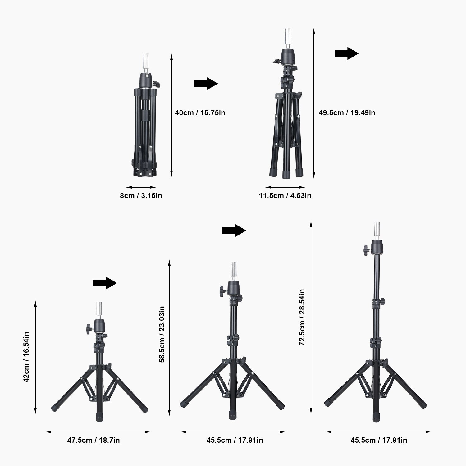 Wig Stand Tripod Adjustable Mannequin Head Stand Heavy Duty Manikin Head Tripod Stand Hairdressing Training Mannequin Head Stand