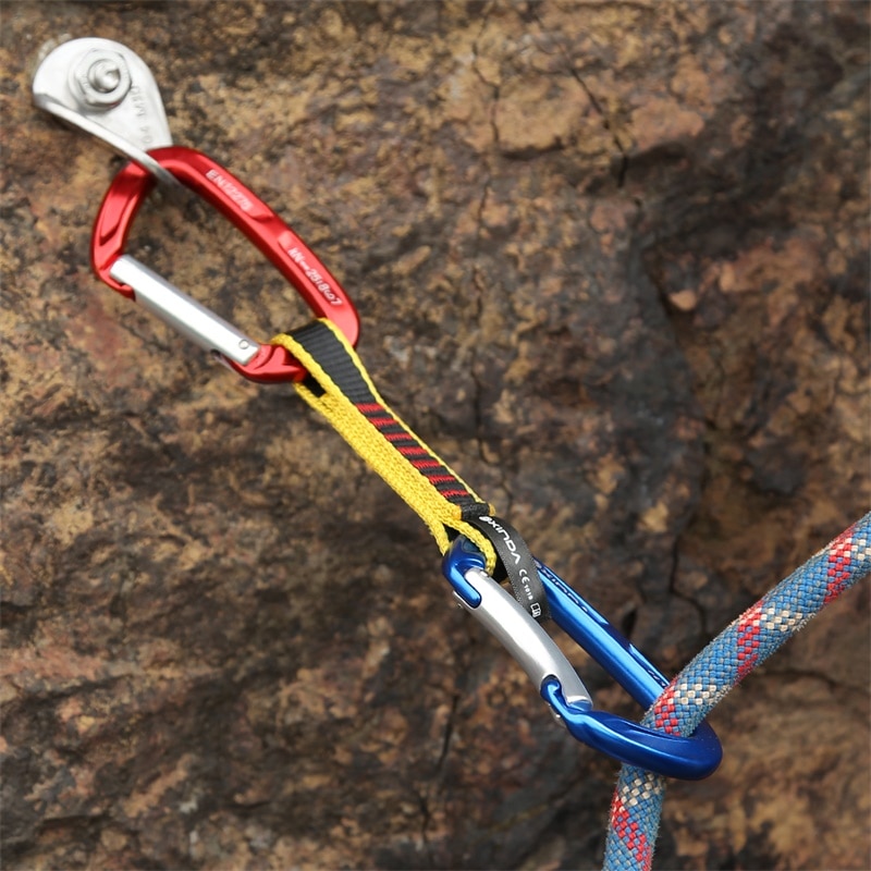 XINDA 25KN Rock Climbing Straight Quickdraw Spring-loaded Gate Aluminum Carabiner Outdoor Kits