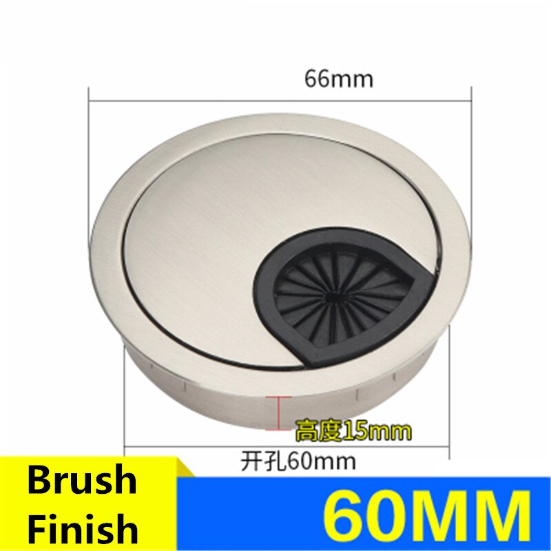 Wonzeal Zinc Alloy Round Table Wire Hole Covers Outlet Port Computer PC Desk Cable Grommet Line Holder 50mm/53mm/60mm/80mm: Brush finish 60mm