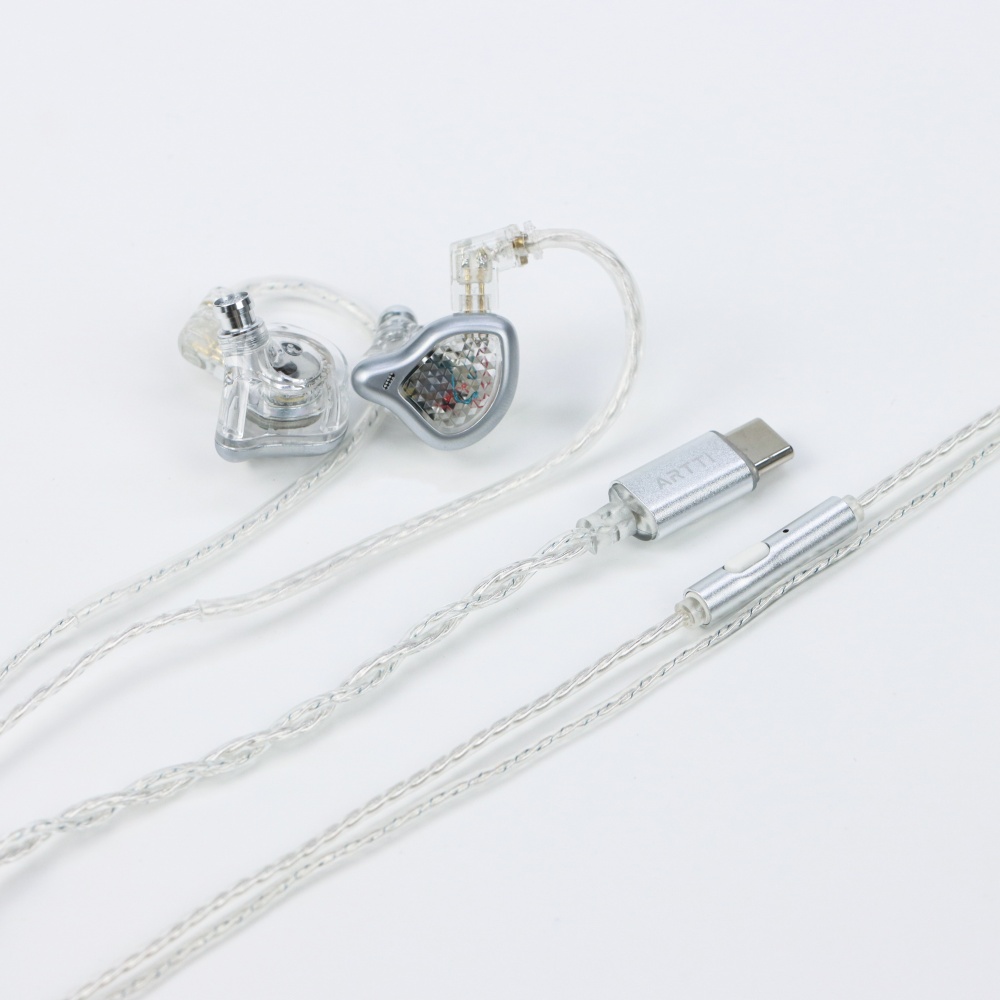 ARTTI R6 nowy douszny słuchawki HiFi przewodowy IEMs monitoruje złącze mikrofonu 0.78mm 2pin i 3.5MM/typ-c: WHITE