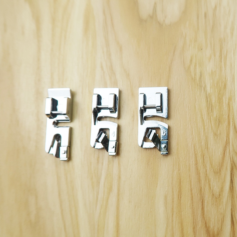 3PC Domestic Sewing Machine Foot Presser Rolled Hem Feet Set for Brother Singer Sewing Accessories #F