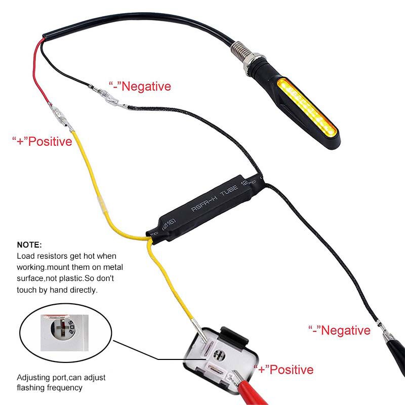 Motorcycle LED Turn Signal Indicator Load Resistor Decoder &amp; 2-Pin Unit Adjustable Flasher Blinker Relay Moto Accessories 12V