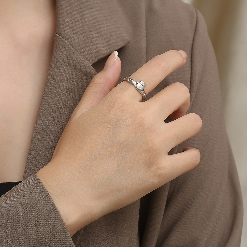 Anillo Claddagh irlandés, corona de corazón de acero inoxidable, banda de promesa de boda para mujeres y hombres, corona de compromiso, banda de boda