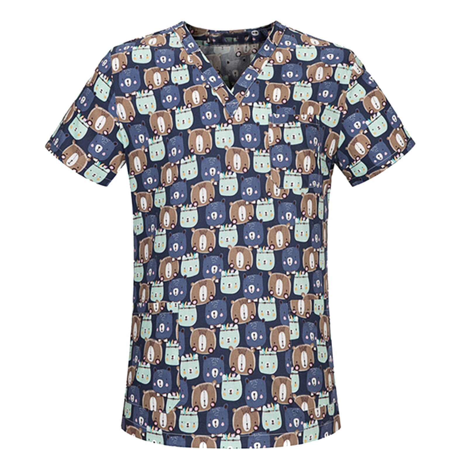 Sales Verpleegster Uniform Vrouwen Korte Mouwen Hals Tops Werken Uniform Blouse Verpleegkundigen Uniform Scrubs Top Медицинская Одежда Fft