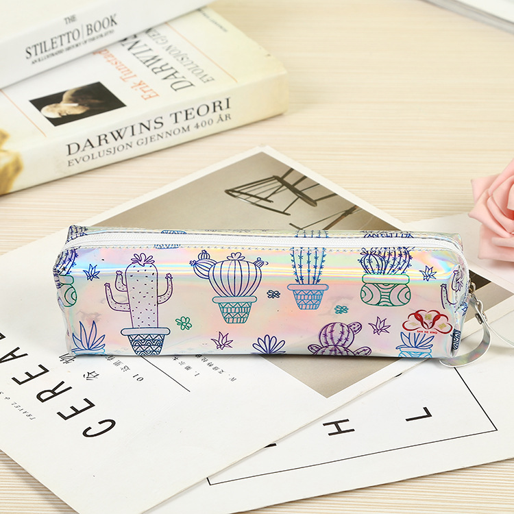 1pcs kawaii Simple transparent pencil box cute Pink pattern Office Student pencil boxs School Supplies Pen Box Astuccio Scuola: 6