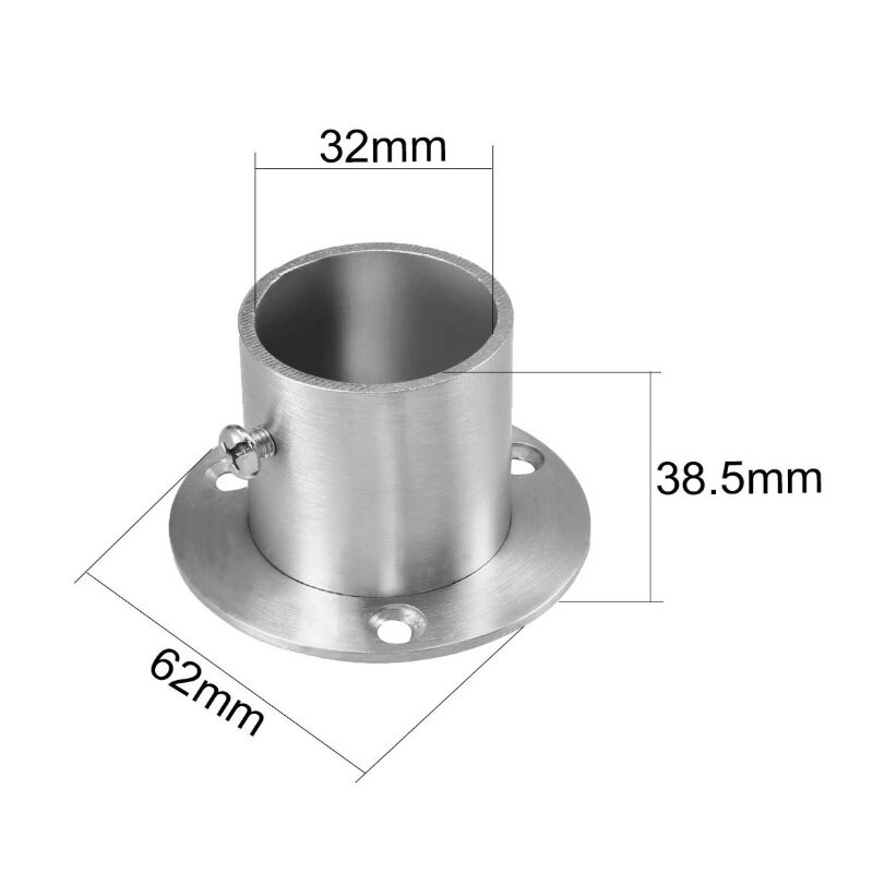 Wardrobe Pipe Bracket, Wall Mount Hanging Rail Rod Support Socket 4pcs