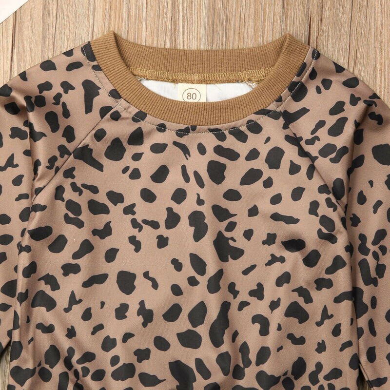 Kind Baby Mädchen Langarm Crew Neck Leopard Pullover Tops T-Shirts Sprint Herbst Casual Sweatshirt