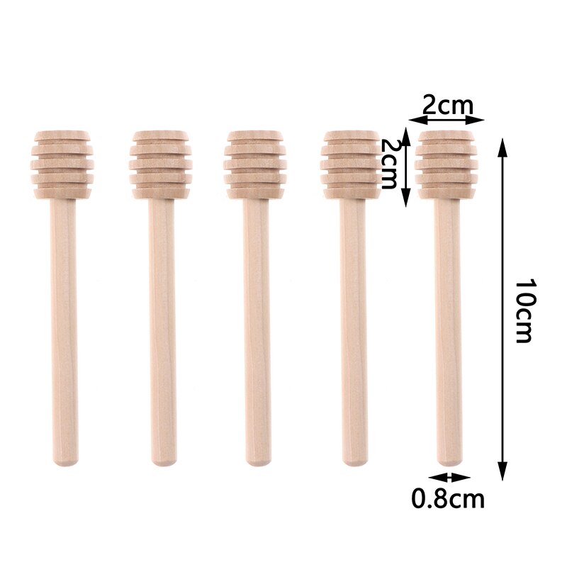 5Stck Mini Holz Honig Löffel Umweltfreundliche Lange Griff Mischen Stock Nachtisch Werkzeuge Honig Holz Rühren Bar für Honig Glas liefert: Silber