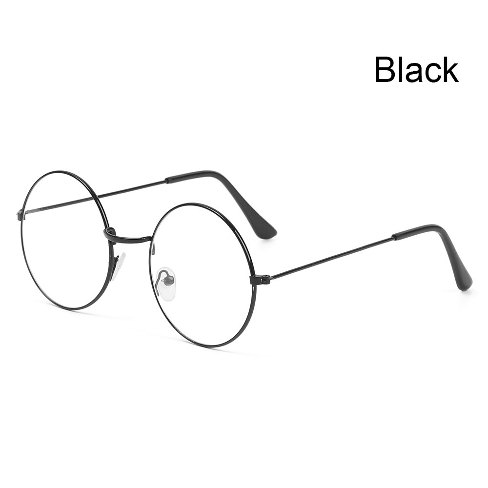 Metal anti-blue glasses retro round frame eye protection ultra light frame computer glasses game filter round glasses: Black