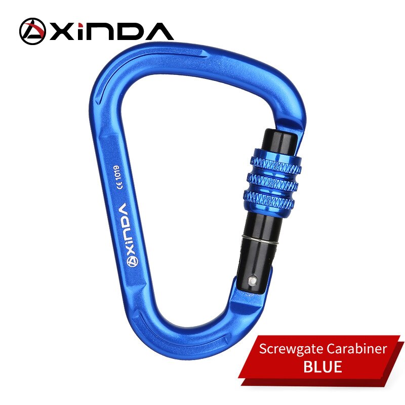 XINDA Outdoor Klettern Karabiner 25KN Sicherheit Stecker Schloss Aluminium legierung Frühling-geladen Tor Schnalle Überleben Ausrüstung: Screw-Blue