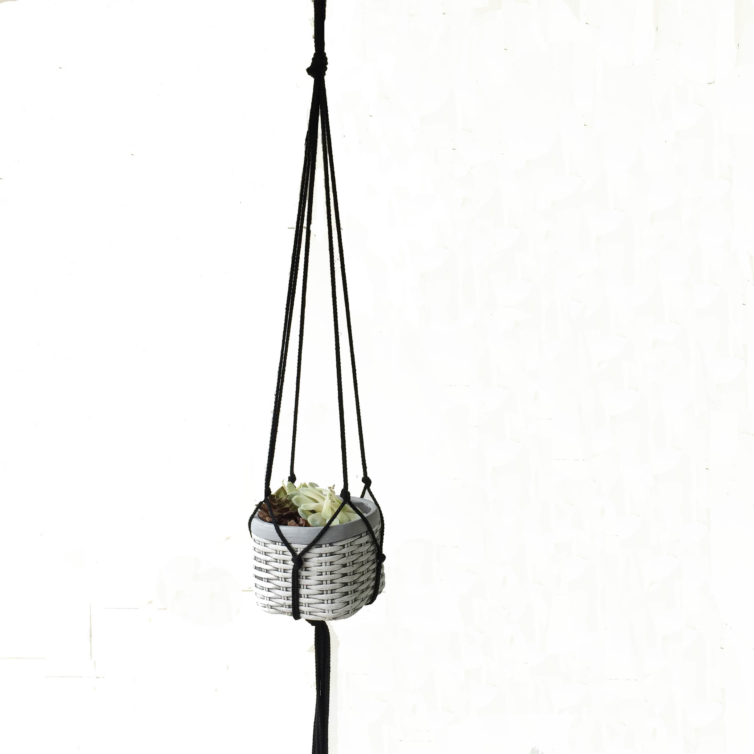 Simpel planteophæng simpelthen macrame planteophæng reb planteophæng blomsterophæng plantepottebakke: Sort -1 lag