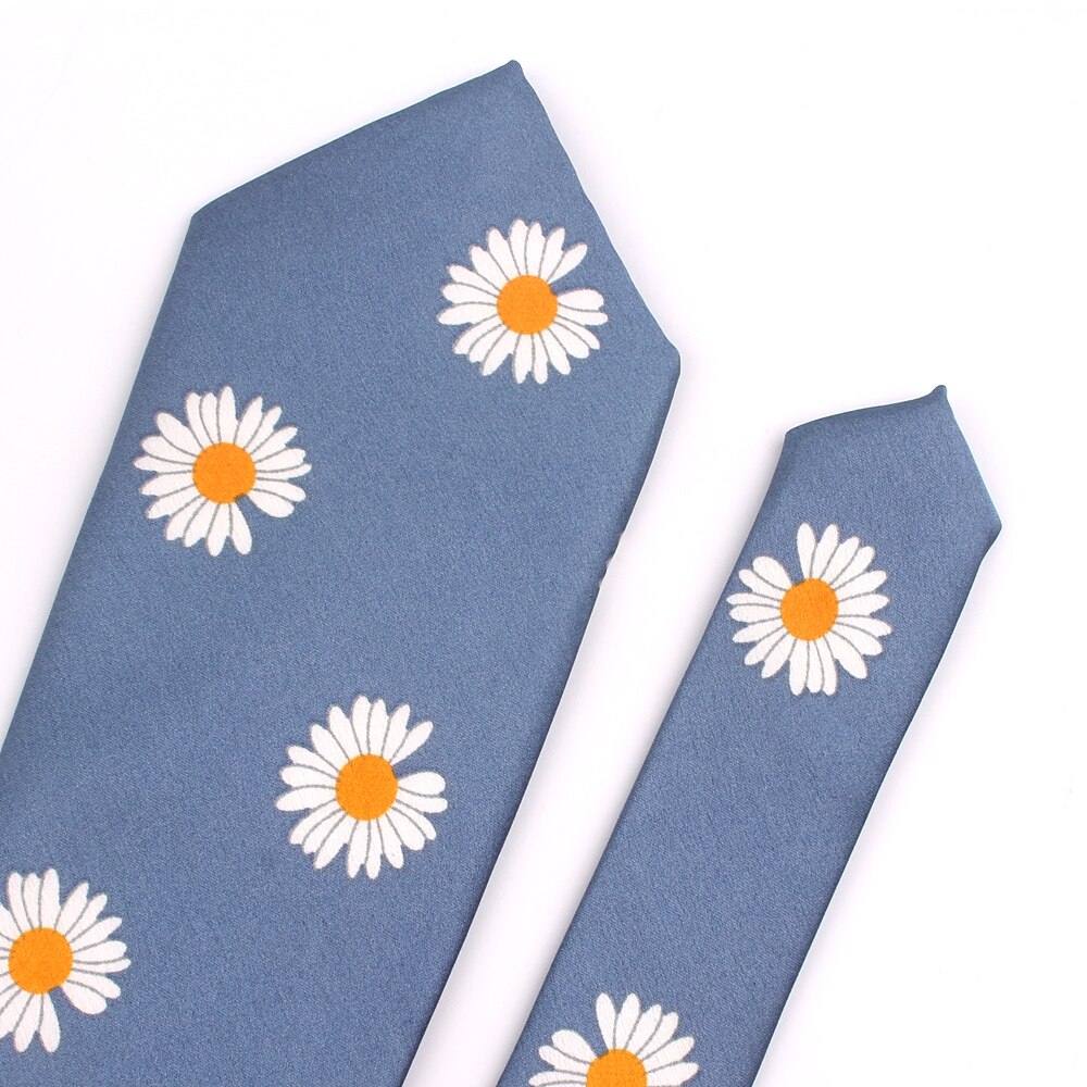 Blomster herre slips til mænd kvinder trykt chiffon slips slank hals slips tynde slips til bryllup daisy mønster hals slips