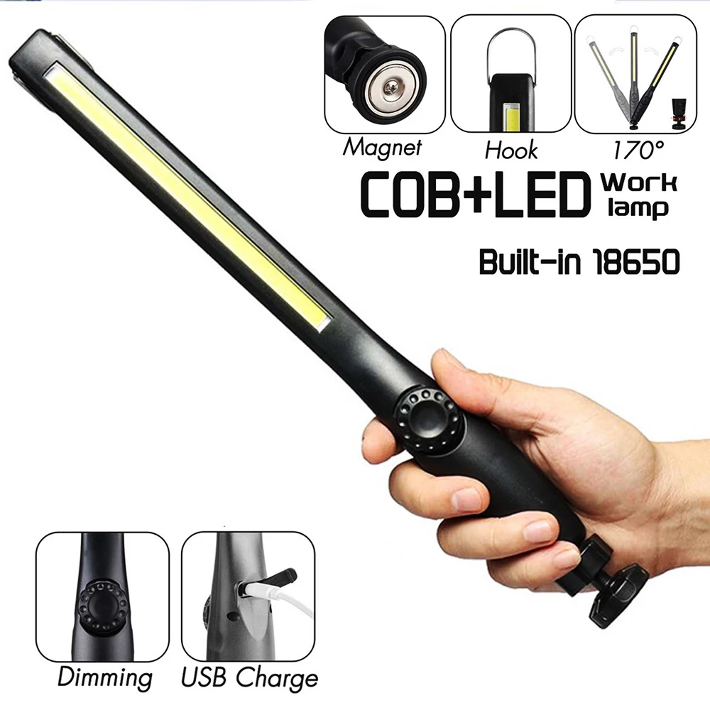 USB oplaadbare COB LED-werklamp Draagbare magnetische draadloze inspectielamp voor autoreparatie Thuiswerkplaats Noodsituatie