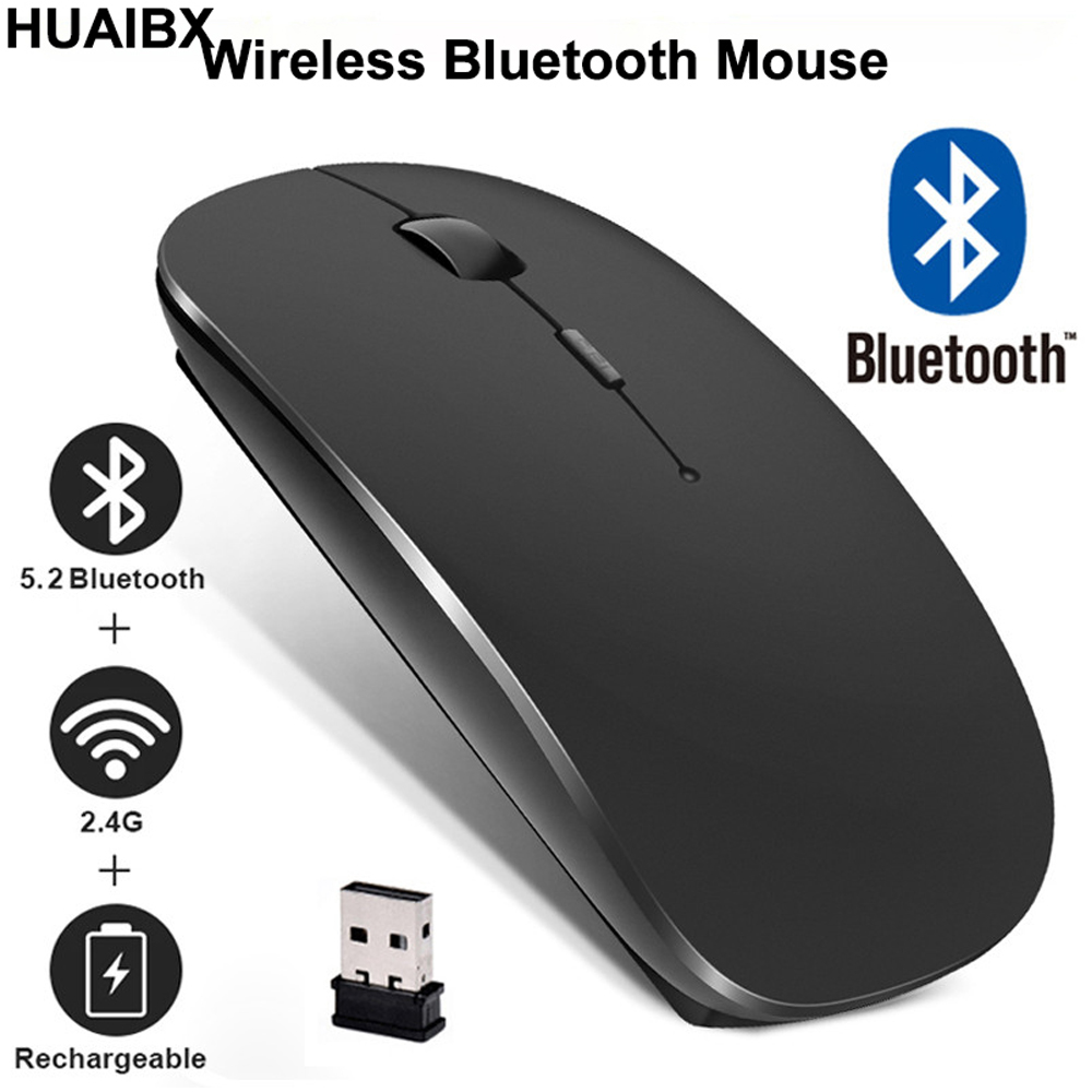 Bluetooth-muis voor laptop/macbook/ipad/android-pc, oplaadbare, stille, slanke, draadloze muis compatibel met windows/linux/tablet