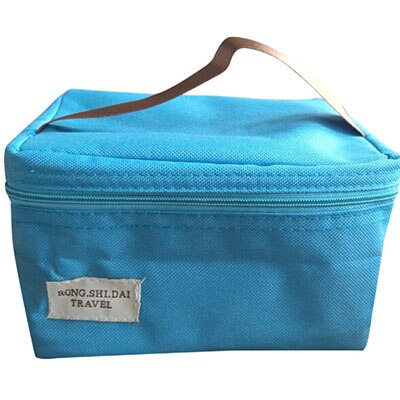 Praktische Kleine Tragbare Eis Taschen 4 Farbe Wasserdichte Kühltasche Mittagessen Freizeit Picknick Paket Bento Box Lebensmittel Thermische Tasche: Light blue