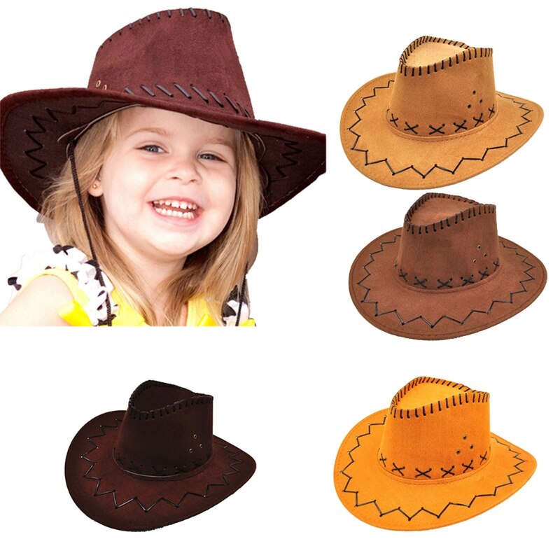 Sombrero de vaquero de gamuza para niños, sencillo y a la , Occidental, accesorios de disfraz de Halloween, accesorios de fotografía