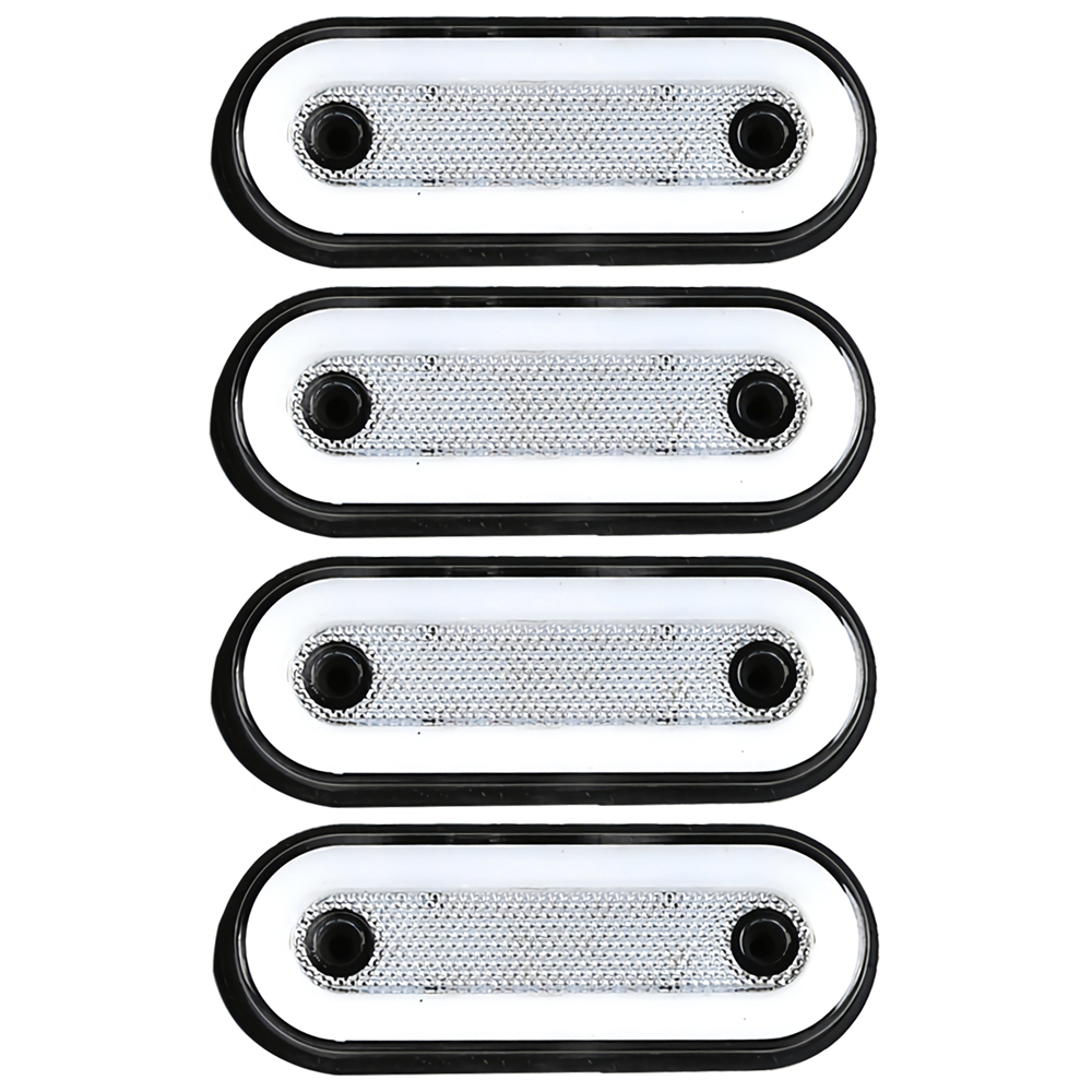 4 stk. markeringslys til tilhenger, 12v 24v led-sidemarkeringslys til lastebil, bobil, buss, campingbil, sidelys rødt, hvitt, gult: Hvit