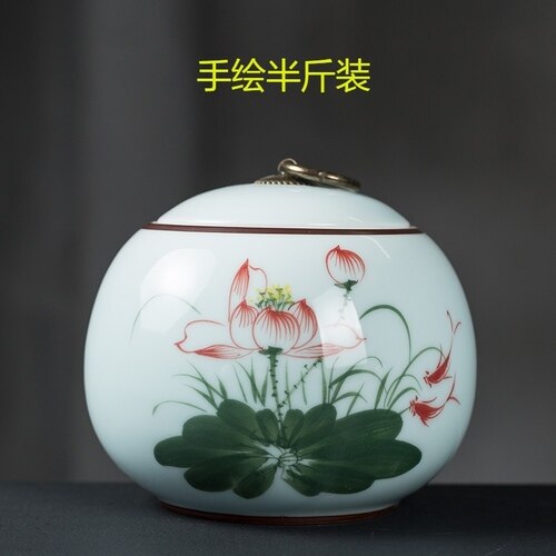 Hand bemalt keramik Haustier urne größe versiegelt Krug celadon glas: 13.5x12cm1