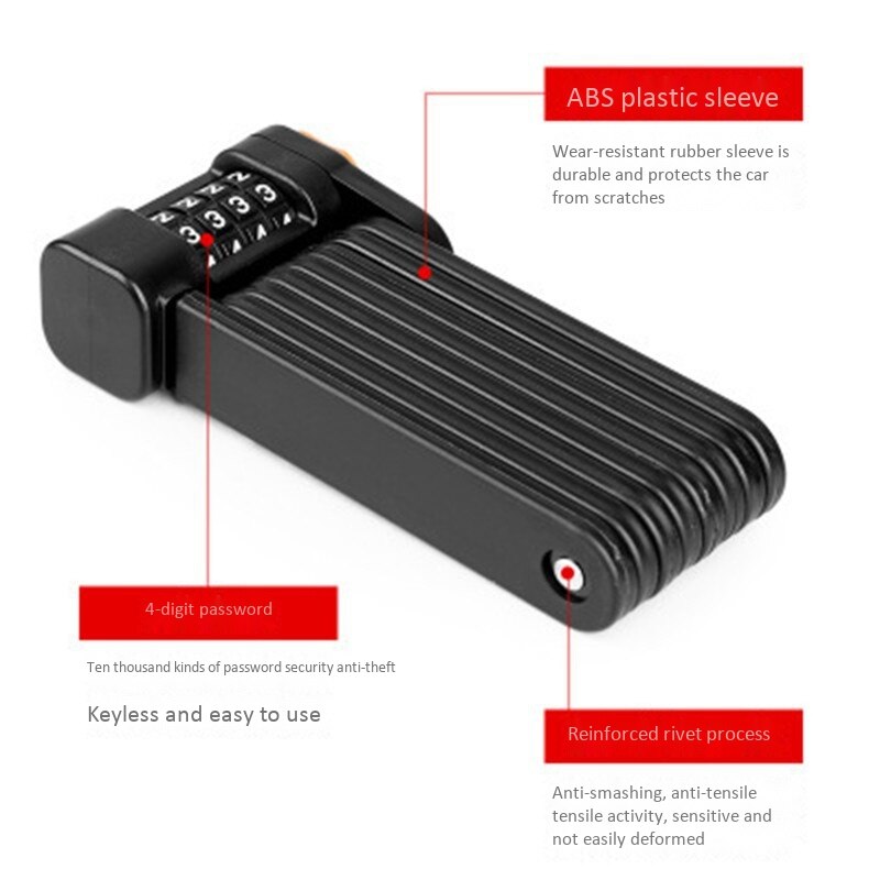 Bicycle Lock Alloy Steel Folding Lock Mtb Road Bike Lock Anti-Theft Lock Password Lock Safe Cycling Accessories