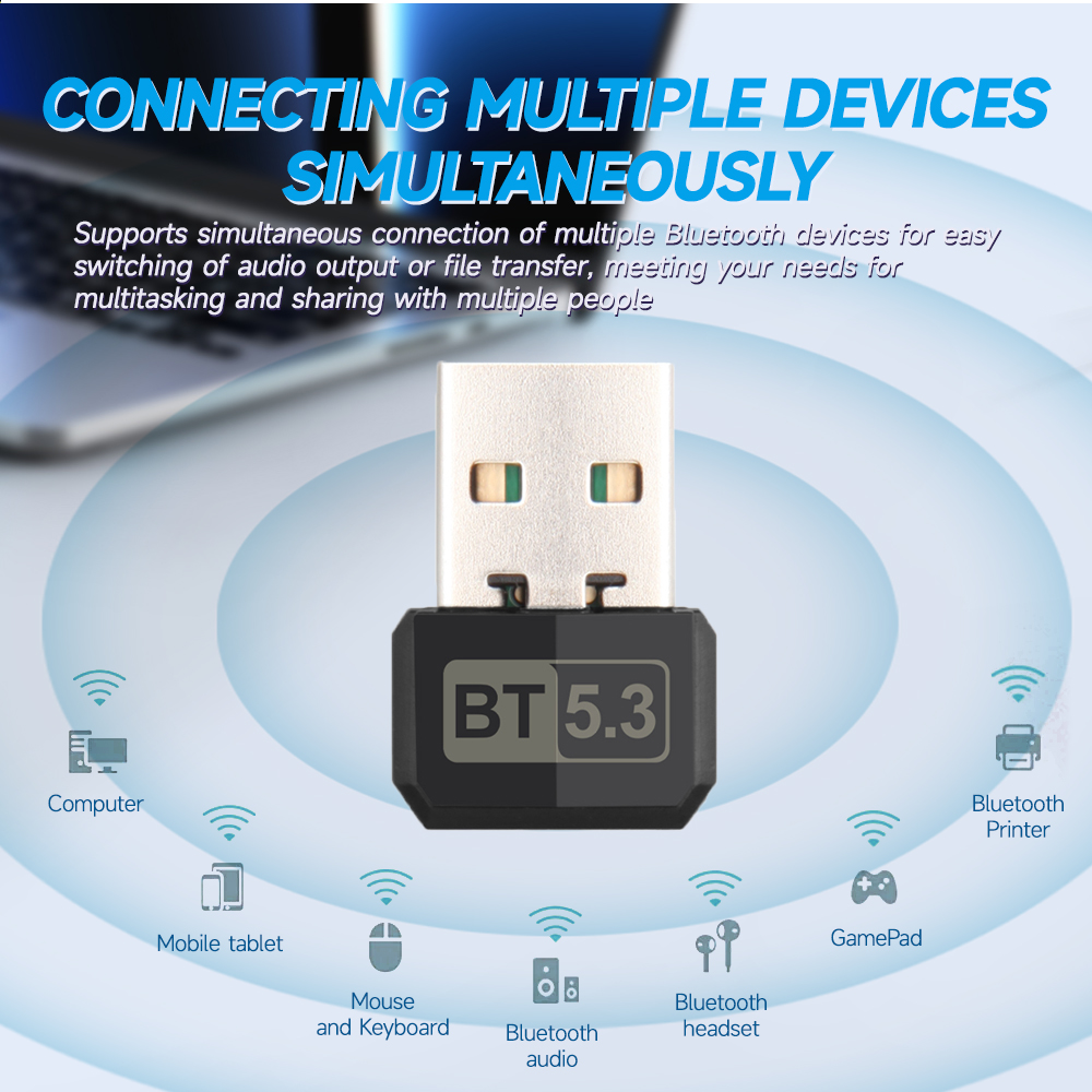 Adapter USB Bluetooth 5.3 Dongle do PC Laptop Windows 10/11