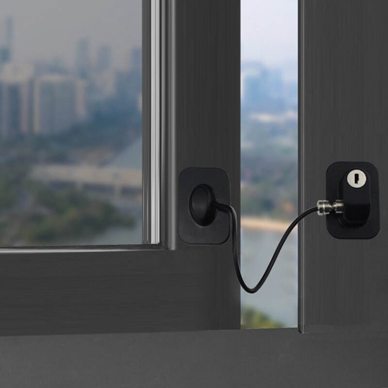 Limitadores de seguridad para ventanas de bebés con Cable de bloqueo de seguridad, No se requieren tornillos para evitar daños y proteger la seguridad