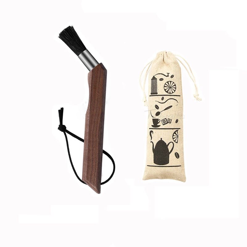 Walnut Coffee Grinder Clean Brush With Natural Bristles Lanyard Coffee Machine Brush Cleaner Tool Barista Home Kitchen Supplies: Type A