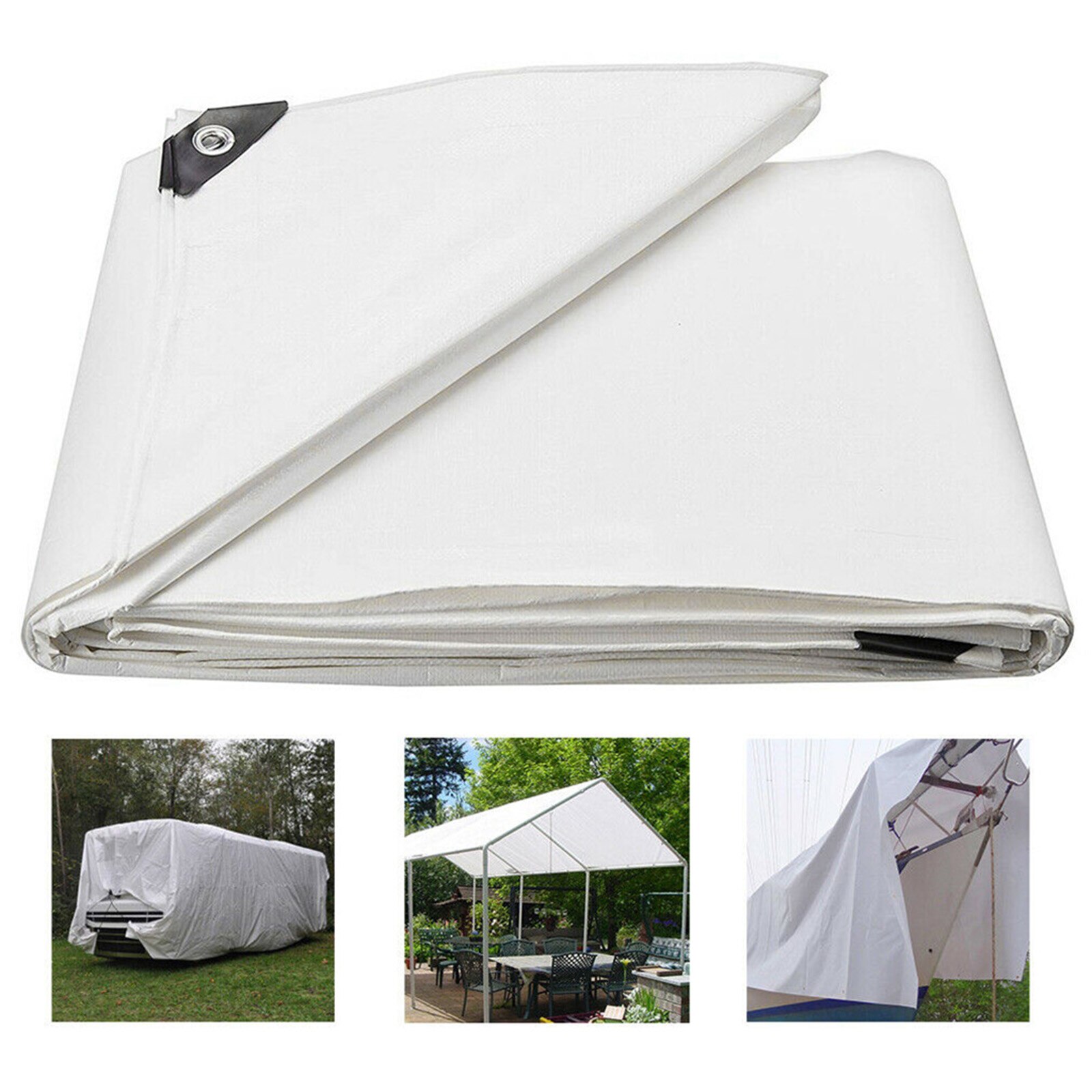 Lona impermeable de poliéster, 6,6x16 pies, 2x5 metros, color blanco, resistente a la intemperie
