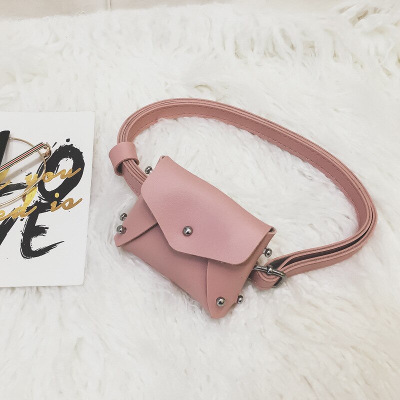 Leuke Kinderen Fanny Pack Pu Leer Klinknagel Kids Heuptas Packs Roze Meisjes Portemonnee Riem Zakken Baby Portemonnee Borst zak: D
