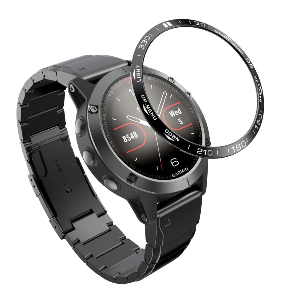 Anillo de bisel accesorios apto para Garmin Fenix 5 Garmin Fenix 5 reloj de pulsera cubierta adhesiva del Metal Anti arañazos Protector engaste de anillo: Black white