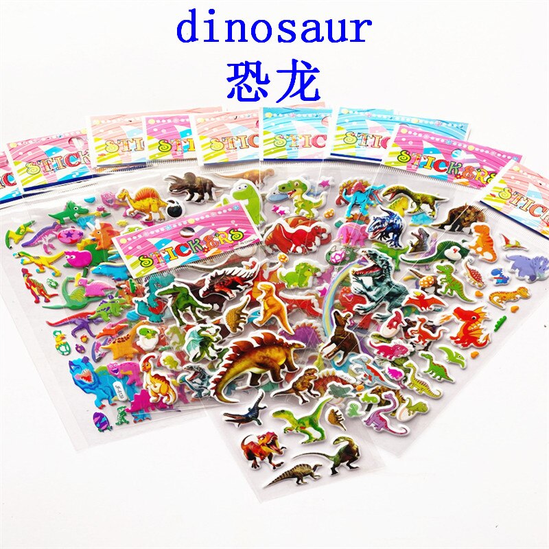 3D Aufkleber für freundlicher Kleinkinder 5 Verschiedenen Blättern 3D geschwollen Groß Aufkleber Karikatur Bildung Klassische Spielzeug freundlicher Jungen Mädchen: 5Stck Dinosaurier