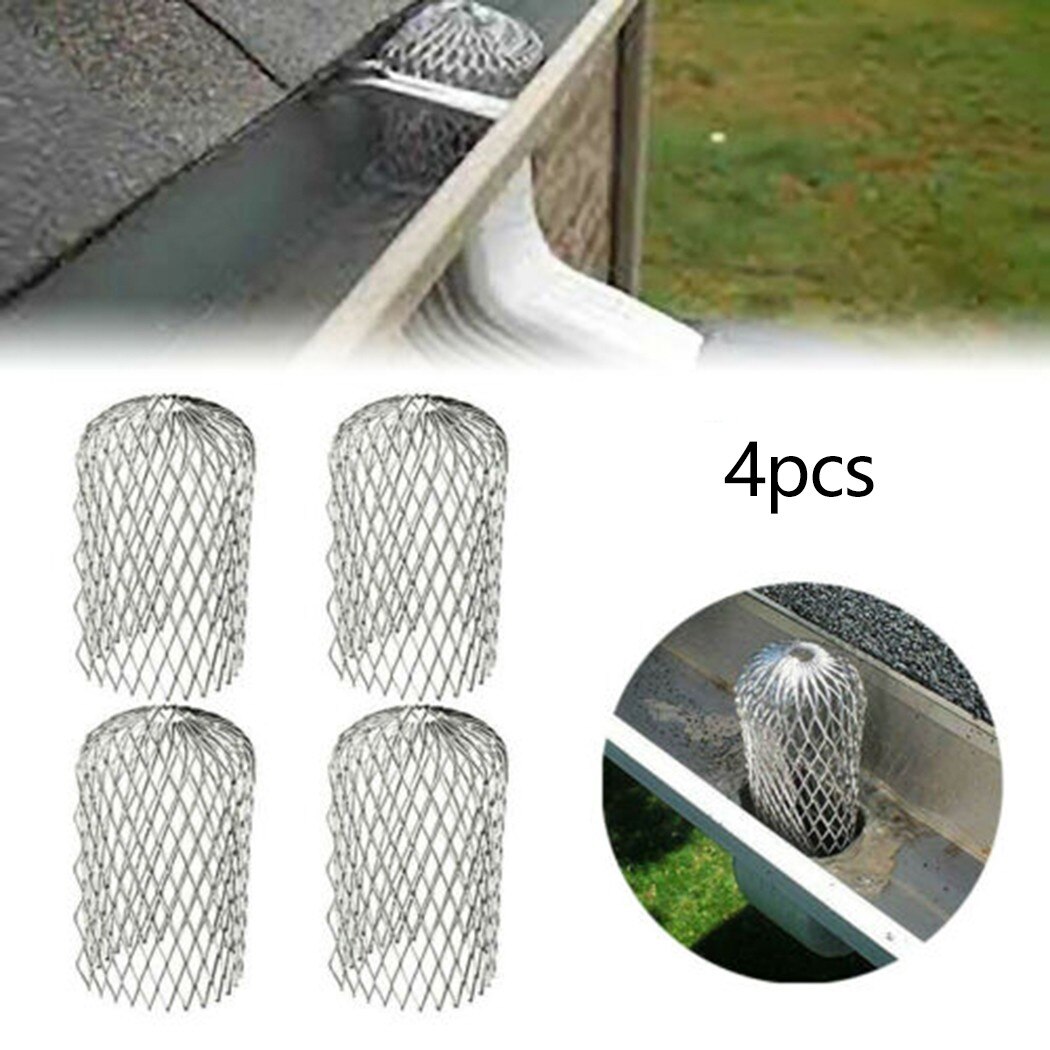 4PCS Metal Mesh Gutter Leaf Debris Trap Guard Drain Pipe Cover Downpipe Aluminum Home Outdoor Drainage Accessories