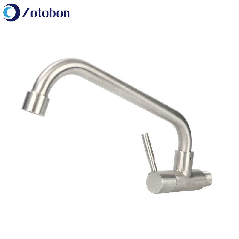 Zotobon 304 rustfrit stål enkelt kølelegemet vandhane køkkenarmaturer enkeltholder enkelt hul badeværelse vandhaner  f166: Default Title