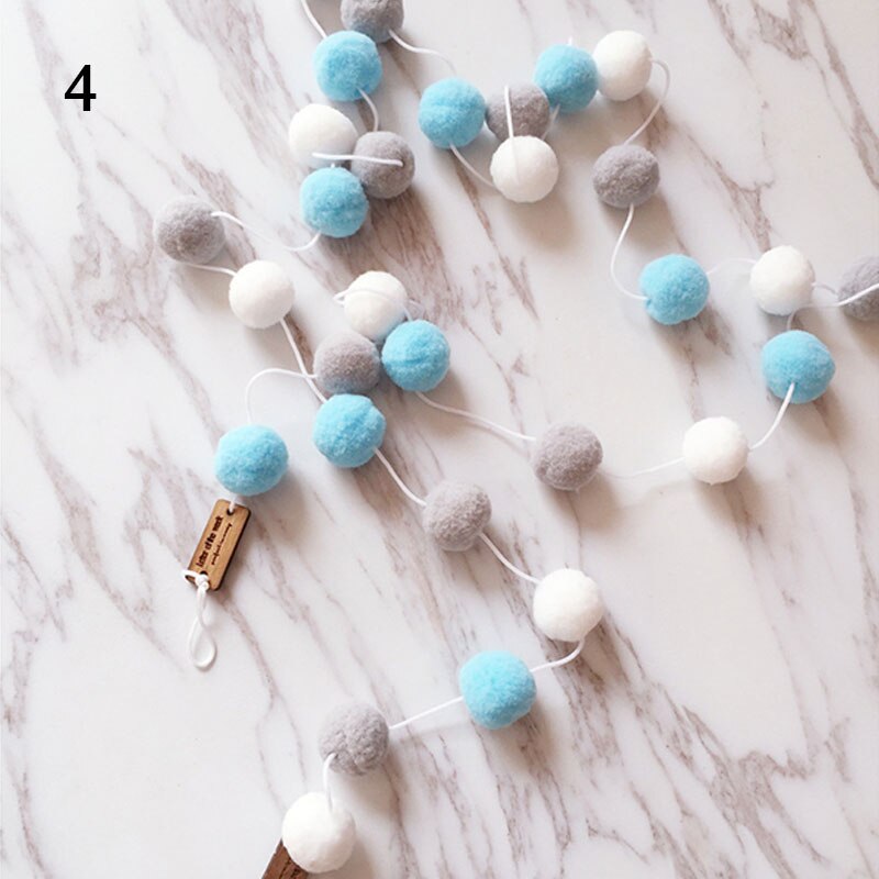 Boules suspendues avec ficelle de décoration pour la maison, 2M, boule en feutre de laine, décoration murale pour chambre de bébé fille, ornement de fête en boule de fourrure: 4