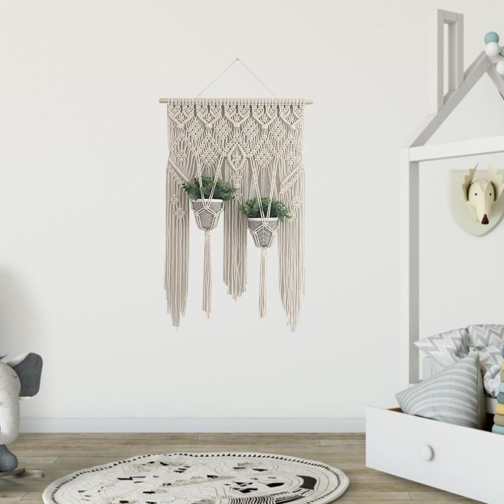 Muur Macrame Chic Bohemian Hand-Geweven Tapijt Opknoping Mand Diy Netto Zak Hotel Countyard Kamer Decoratie Macrame Plant Hanger