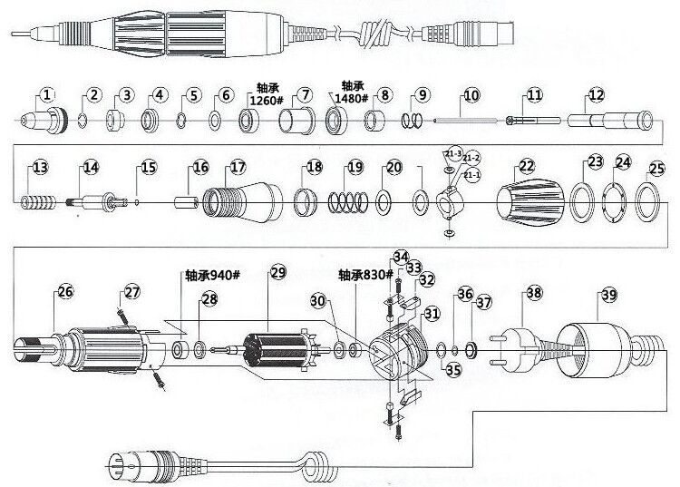 Strong 210 102L 105L Micromotor Handpiece Ball Bearing Kit Electric Nails Drill Manicure Accessories Strong 204 90