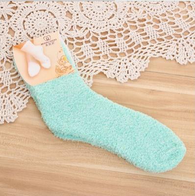 Winter Cute Fuzzy Socks Candy Color Soft Women Fluffy Socks Coral Velvet Warm Sleep Floor Socks yellow blue: Orange