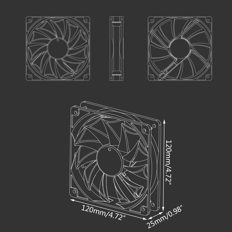 4 Pin 120MM 1800RPM PWM PC Case Fan Speed Adjustable High Airflow CPU Radiator