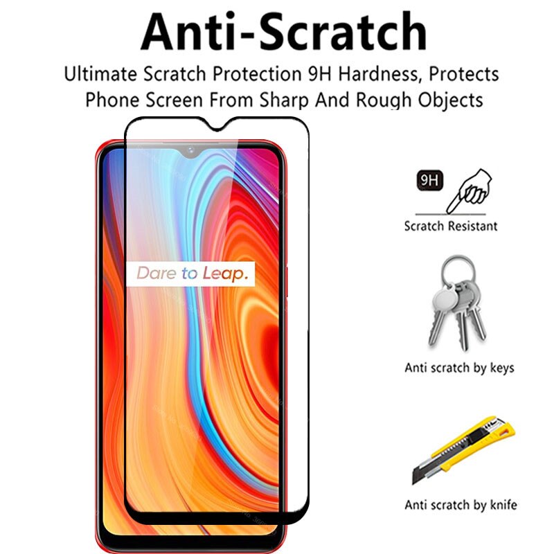 2pcs full cover glass realme c 3 glass screen protector for oppo realme realmi c3 3c phone Protective Film Cover realmec3 6.5''