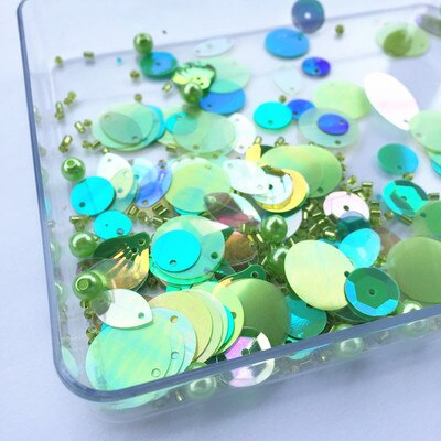 Kralen 2mm + Parel 6mm Pailletten Platte Ronde PVC Vormige Losse Pailletten voor Ambachten Paillette Naaien Decoratie DIY accessoire Lentejuelas: Green