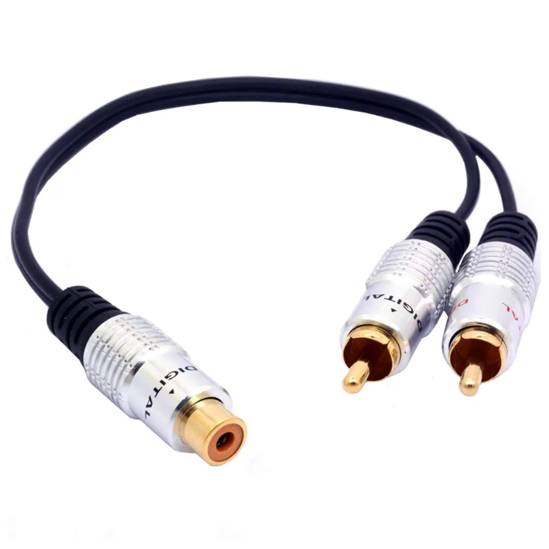 Adaptador Rca Y 1 Rca hembra a 2 Rca macho, Cable divisor para amplificador de Audio, Subwoofer Rca hembra a 2 macho